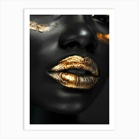Black Woman With Gold Lips 2 Art Print
