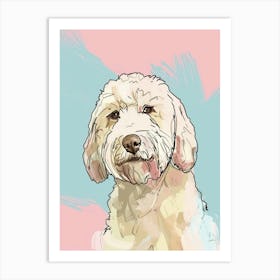 Pastel Lagotto Romagnolo Dog Pastel Line Illustration  1 Art Print