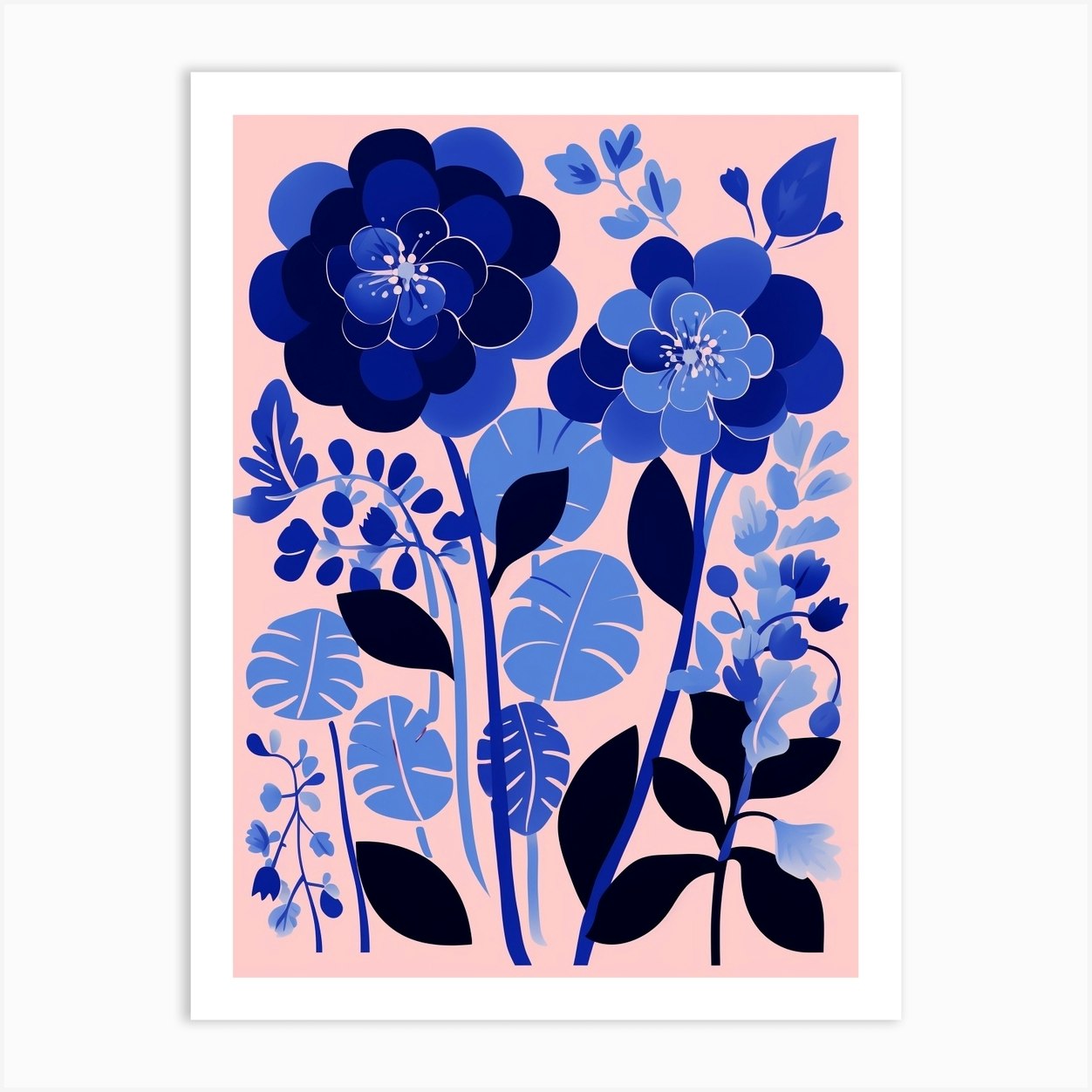 Blue Flower Illustration Hydrangea 6 Póster