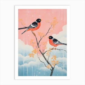 Vintage Japanese Inspired Bird Print Robin 1 Art Print