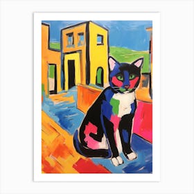 Painting Of A Cat In Pompeii Italy Art Print