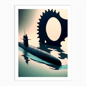 Submarine And Gears -Reimagined Art Print