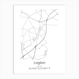 Logten,Denmark Minimalist Map Art Print