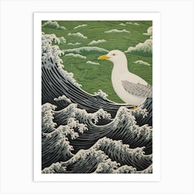 Ohara Koson Inspired Bird Painting Seagull 4 Art Print