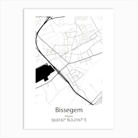 Bissegem,Belgium Minimalist Map Art Print