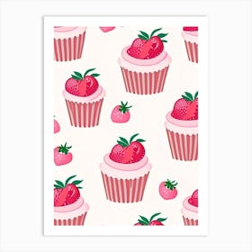 Strawberry Cupcakes, Dessert, Food Tarazzo Art Print