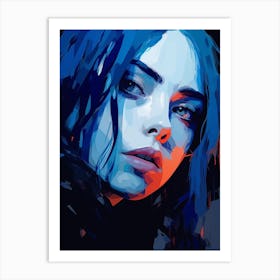 Billie Eilish Blue Portrait 2 Art Print