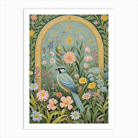 Blue Bird In The Garden Art Print