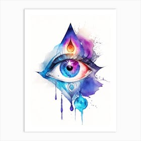 Chakra, Symbol, Third Eye Watercolour 3 Art Print