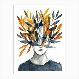 Person With Leaves On Head Art Print