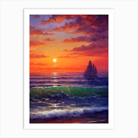 Sunset Sailboat 1 Art Print