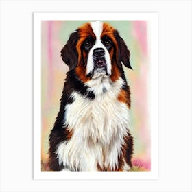 St Bernard Watercolour Dog Art Print