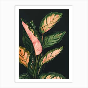 Pink And Green Leaves Art Print