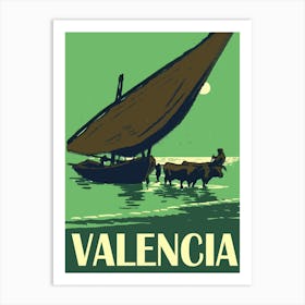 Valencia, Spain, Fishing Boat and Oxen Power Art Print