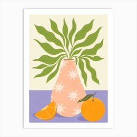 Oranges And A Plant Art Print