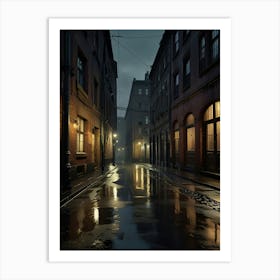 Wet Street At Night 1 Art Print