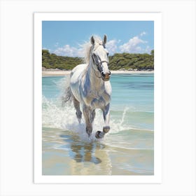 A Horse Oil Painting In Whitehaven Beach, Australia, Portrait 4 Art Print