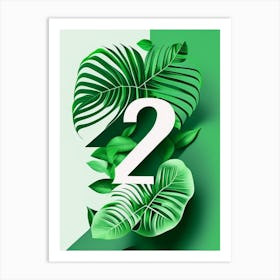 22, Number, Education Jungle Leaf Art Print