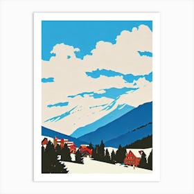 Courchevel 2, France Midcentury Vintage Skiing Poster Art Print