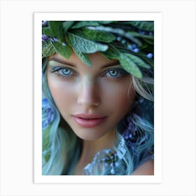 Beautiful Woman With Blue Hair Art Print