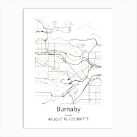 Burnaby,Canada Minimalist Map Art Print