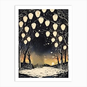 Lanterns In The Night 1 Art Print