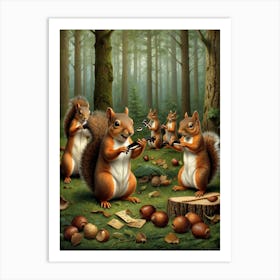 Squirrels In The Woods Art Print