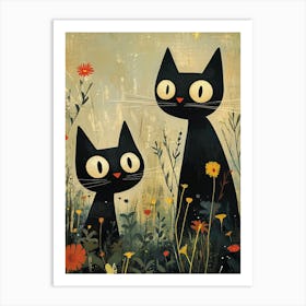 Cats In The Meadow Art Print