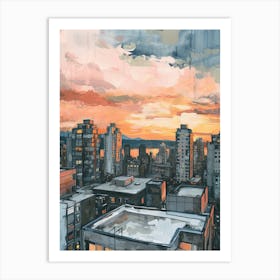 Vancouver Rooftops Morning Skyline 3 Art Print