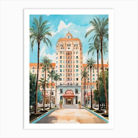 The Waldorf Astoria Beverly Hills   Beverly Hills, California  Resort Storybook Illustration 4 Art Print