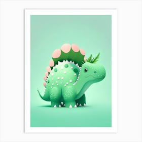 Styracosaurus Cute Mint Dinosaur Art Print