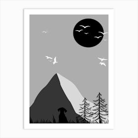 Silhouette Of A Dog Art Print