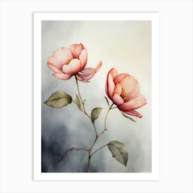 Two Pink Flowers Art Print