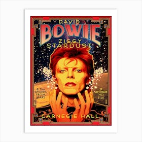 Poster Honoring David Bowie At Carnegie Hall 1972 Signed & Numbered To 100 New Artist Edition By David Byrd Coa Art Print