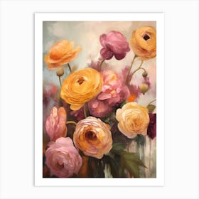 Fall Flower Painting Ranunculus 1 Art Print