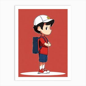 Pokemon Boy With Backpack Art Print