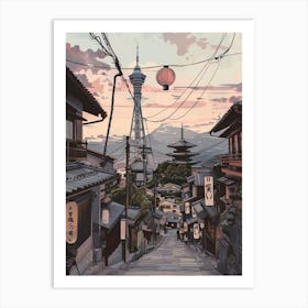 Osaka Japan 3 Retro Illustration Art Print