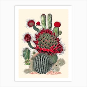 Rebutia Cactus William Morris Inspired Art Print