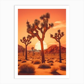  Retro Illustration Of A Joshua Trees At Sunset 1 Art Print