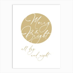 Golden Bright and bright Xmas typography Art Print