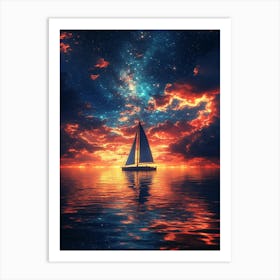 Sailboat At Sunset 2 Art Print