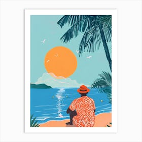 Man On The Beach Art Print