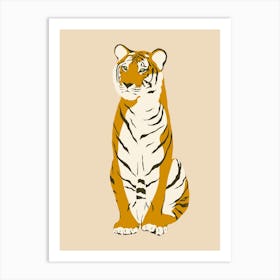 Cute Tiger - Beige Art Print