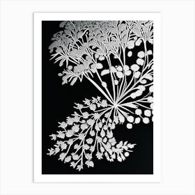 Queen Anne S Lace Leaf Linocut 1 Art Print