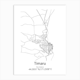 Timaru,New Zealand Minimalist Map Art Print