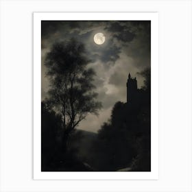 Full Moon Over Castle 1 Art Print