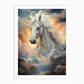 White Horse In The Clouds Art Print