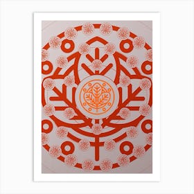 Geometric Abstract Glyph Circle Array in Tomato Red n.0001 Art Print