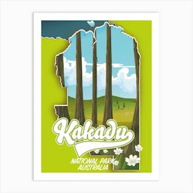 Kakadu National Park Australia map 1 Art Print