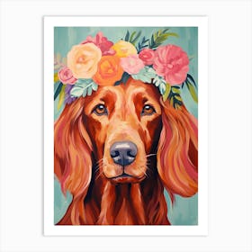 Irish Setter Portrait With A Flower Crown, Matisse Painting Style 4 Art Print